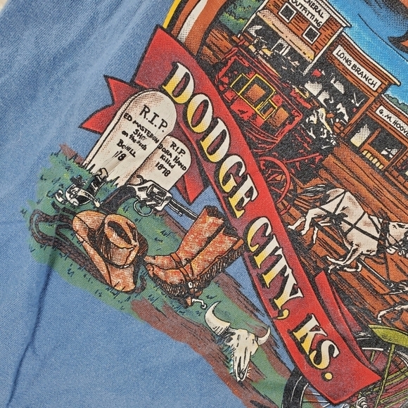 Vtg Harley Davidson Blue T-Shirt Single Stitch Men XL USA Flag Burt’s Cycle Cntr - Picture 14 of 16